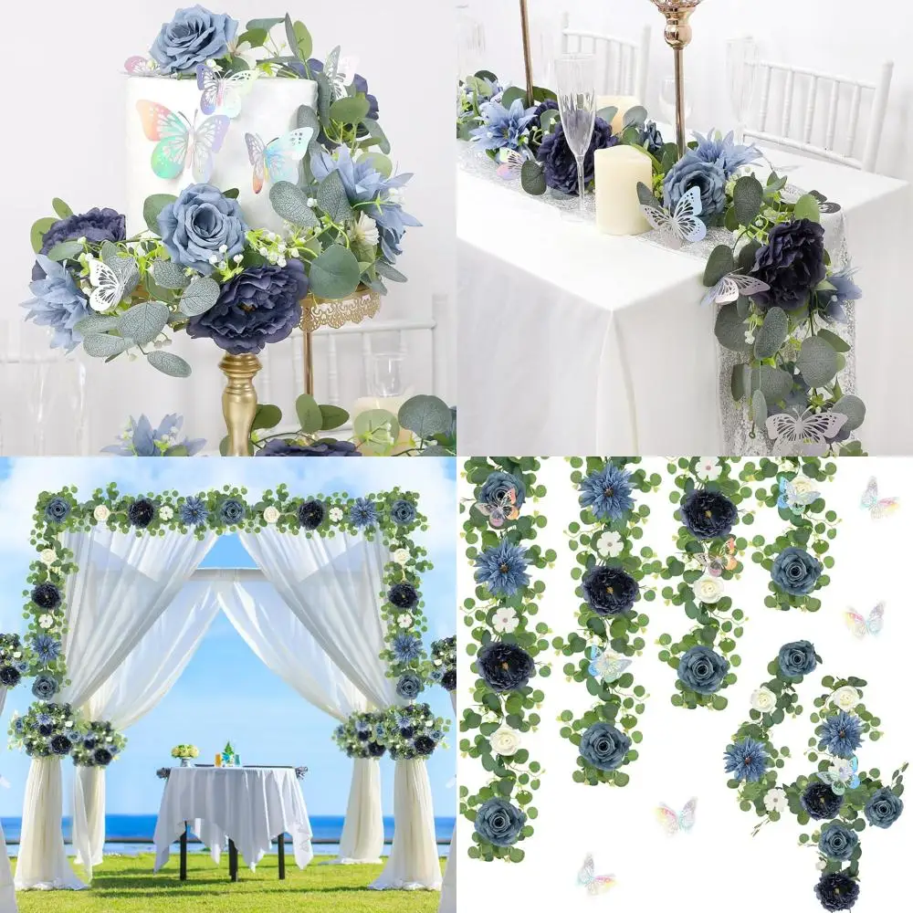 Искусственная цветочная гирлянда из 4 элементов длиной 5,9 футов с бабочками для свадеб и мероприятий, темно-синяя
Искусственная цветочная гирлянда из 4 элементов длиной 5,9 футов с бабочками для свадеб и мероприятий, темно-синяя