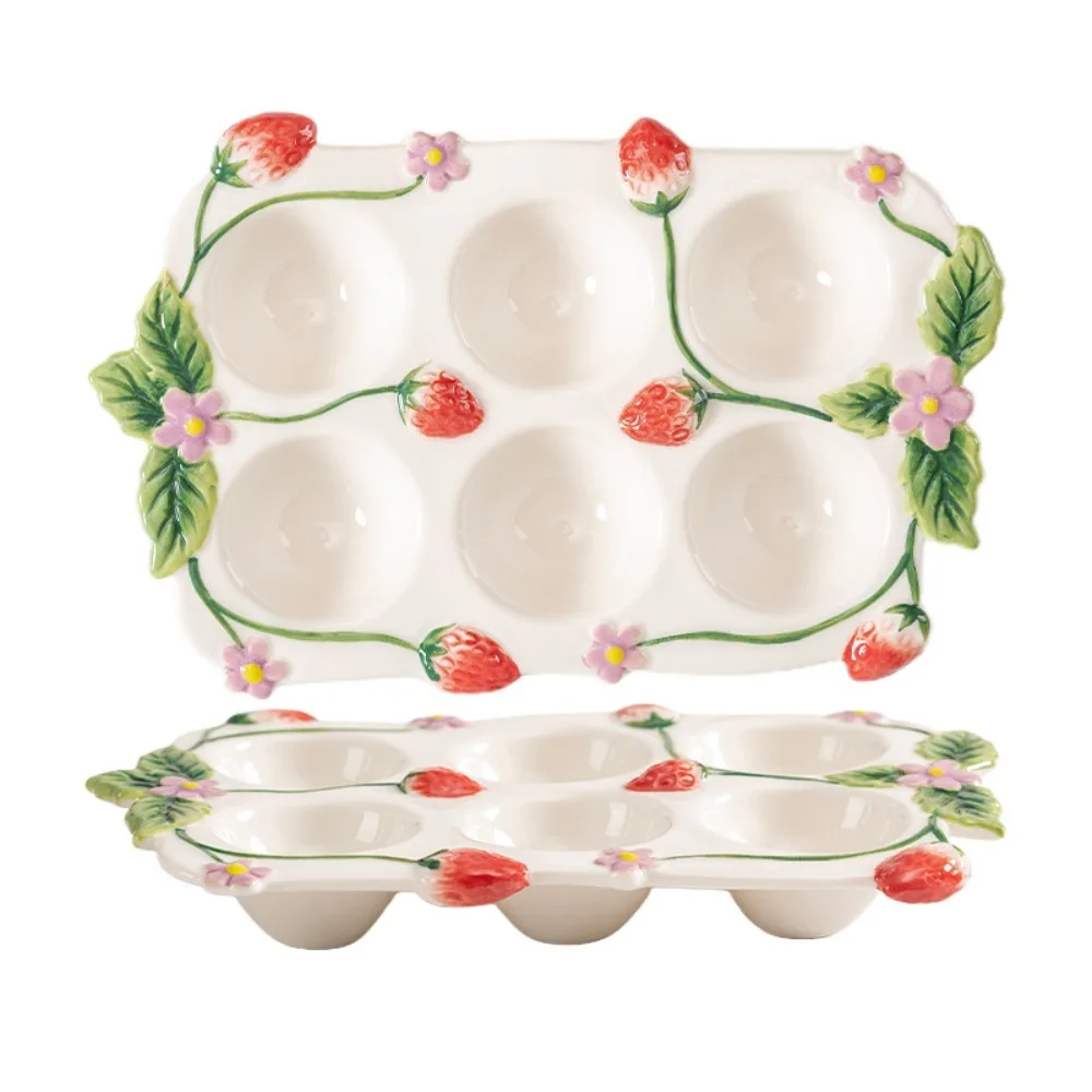 6 Slot Ceramic Egg Holder Stackable Decorative Egg Storage Box Egg Container Painted Strawberry Kitchen Seasoning Dish
6 Slot Ceramic Egg Holder Stackable Decorative Egg Storage Box Egg Container Painted Strawberry Kitchen Seasoning Dish