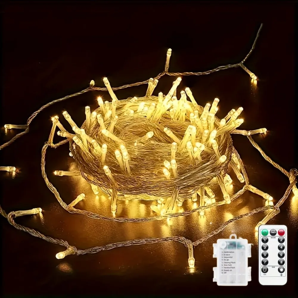 1PC 393.7in 8 Modes LED Fairy Lights, Battery Operated Warm White String Lights for Christmas Indoor Wedding Bedroom Party Decor
1PC 393.7in 8 Modes LED Fairy Lights, Battery Operated Warm White String Lights for Christmas Indoor Wedding Bedroom Party Decor