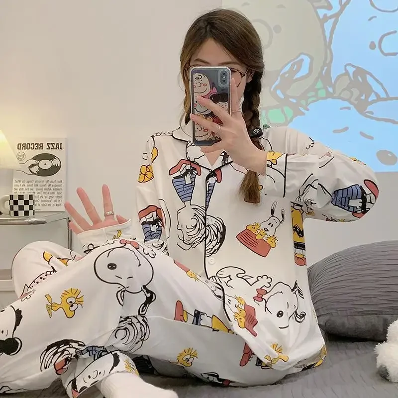 Cute Cartoon Peanuts Snoopy Pajamas Sets Anime Kawaii Long Sleeves Long Pants Set Spring Soft Sleepwear Homewear Gift
Cute Cartoon Peanuts Snoopy Pajamas Sets Anime Kawaii Long Sleeves Long Pants Set Spring Soft Sleepwear Homewear Gift