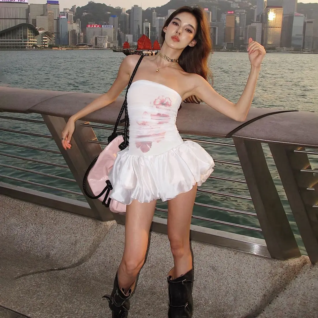 Strapless Mini Dress For Girls Pure Desire Korean Style Mesh Floral Print Slimming Waist Puffy Short Skirt Summer Streetwear
Strapless Mini Dress For Girls Pure Desire Korean Style Mesh Floral Print Slimming Waist Puffy Short Skirt Summer Streetwear