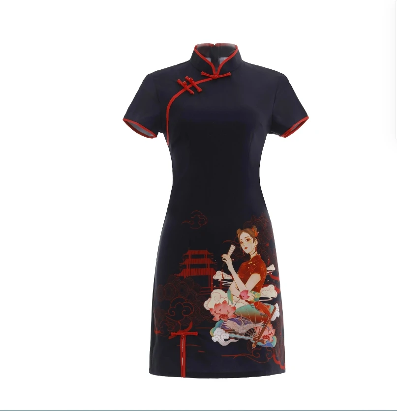 Черный Cheongsam, лето 2025 г., китайское шикарное платье с принтом для молодых улучшенных девушек, жареное уличное короткое контрастное платье в китайском стиле
Черный Cheongsam, лето 2025 г., китайское шикарное платье с принтом для молодых улучшенных девушек, жареное уличное короткое контрастное платье в китайском стиле