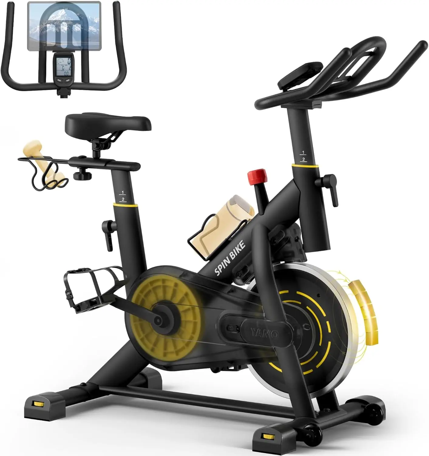 Exercise Bike, Indoor Cycling Bike Brake Pad/Magnetic Stationary Bike for Home, Adjustable Resistance Silent Belt Drive, Cycle B
Exercise Bike, Indoor Cycling Bike Brake Pad/Magnetic Stationary Bike for Home, Adjustable Resistance Silent Belt Drive, Cycle B