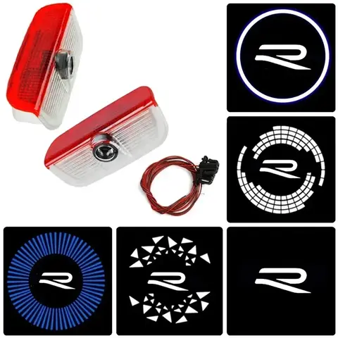 2Pcs LED Car Door Welcome Light Logo for VOLKSWAGEN VW R Line Golf Tiguan POLO BORA Passat Jetta Touareg Courtesy Projector Lamp