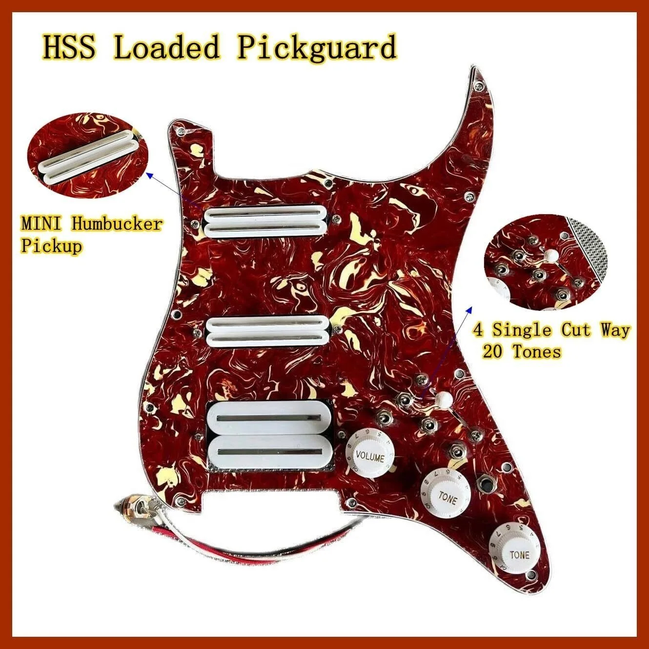 SSH Guitar Prewired Loaded Pickguard Set,with Coil Splittin Humbucker Pickups for ST Guitar Electric Guitars Replacement Parts
SSH Guitar Prewired Loaded Pickguard Set,with Coil Splittin Humbucker Pickups for ST Guitar Electric Guitars Replacement Parts