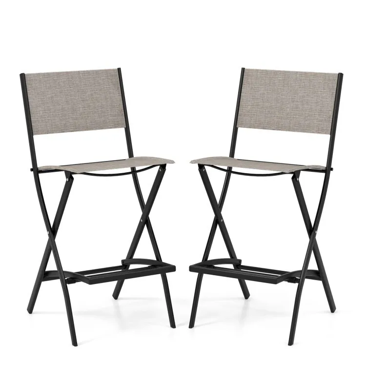 Set of 2 Outdoor Chairs Set Folding Bar Stools Backrest w/Heavy-duty Metal Frame
Set of 2 Outdoor Chairs Set Folding Bar Stools Backrest w/Heavy-duty Metal Frame