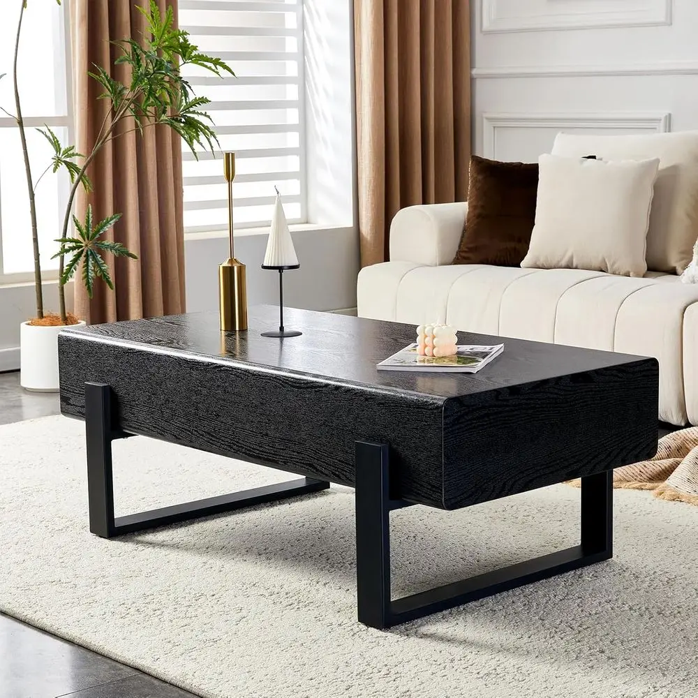 Rustic Rectangle Coffee Table with Thick Wood Tabletop and Metal Legs for Living Room or Office, Black
Rustic Rectangle Coffee Table with Thick Wood Tabletop and Metal Legs for Living Room or Office, Black