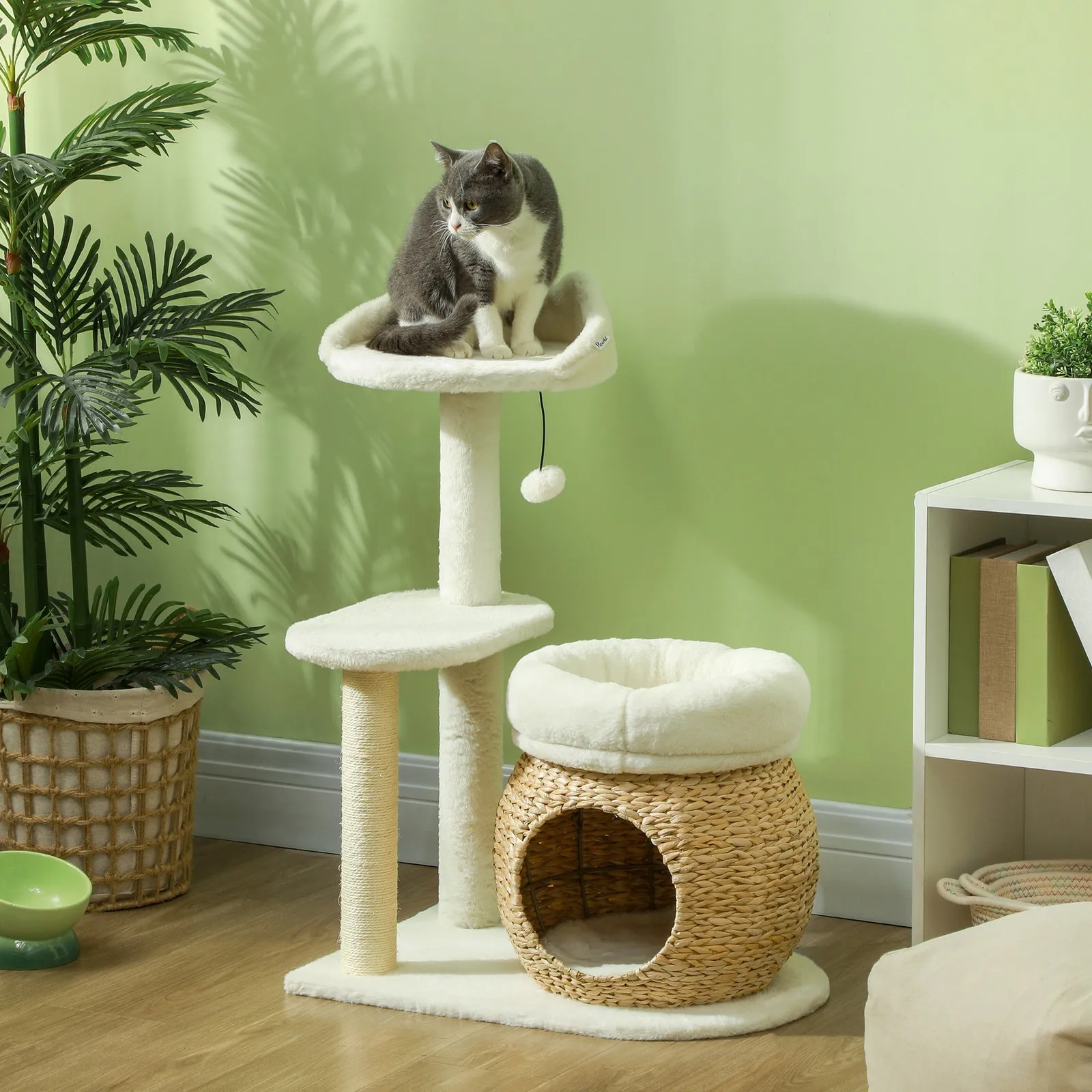 31" Cat Tree Tower with Scratching Posts, Cat Condo, Beds & Toy Ball
31" Cat Tree Tower with Scratching Posts, Cat Condo, Beds & Toy Ball
