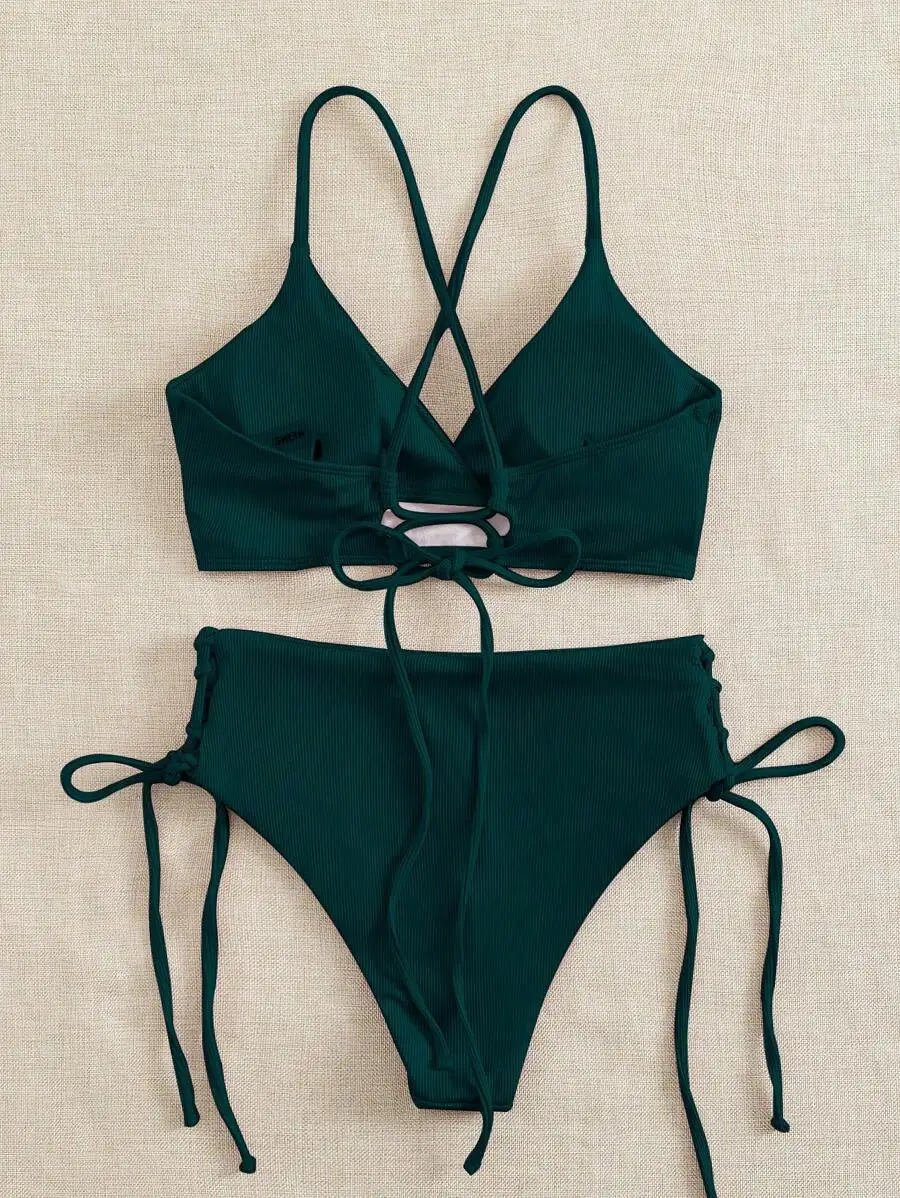 Dark Green 2 Piece Swimsuit Set Women Cross Back Tie Side Bikini Beach Vacation
Dark Green 2 Piece Swimsuit Set Women Cross Back Tie Side Bikini Beach Vacation