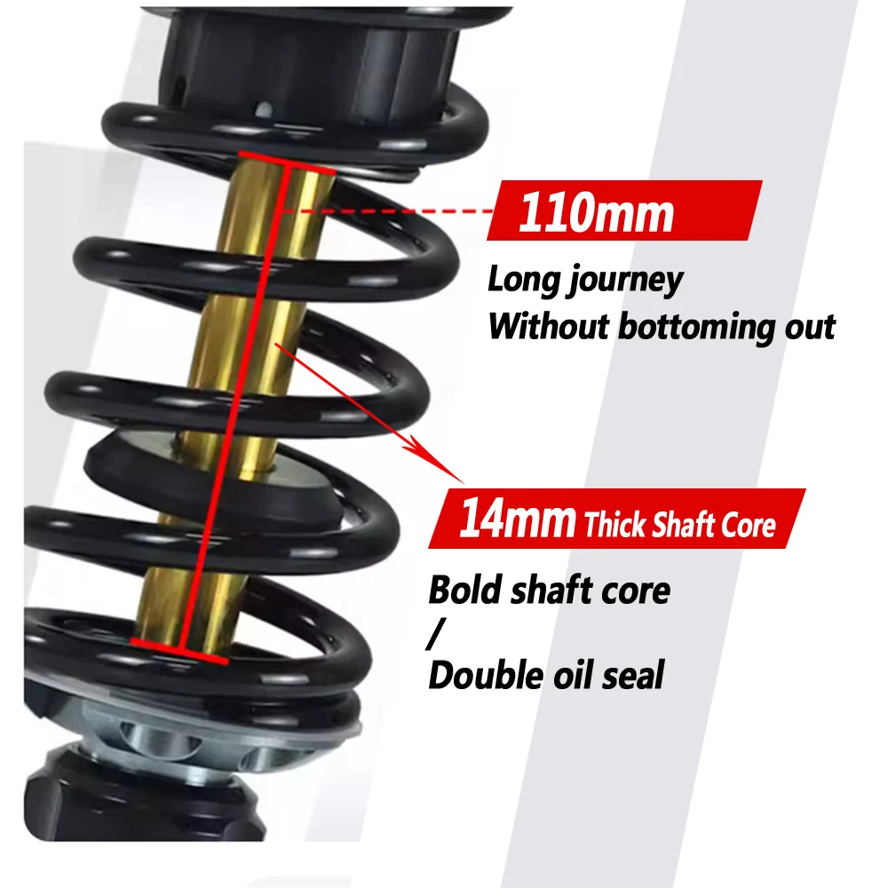 Bold Shaft Core Real Shock For QJMOTOR FORT 250 ADV250 Soft and Hard Adjustable Damping Long Stroke 110mm Rear Suspension
Bold Shaft Core Real Shock For QJMOTOR FORT 250 ADV250 Soft and Hard Adjustable Damping Long Stroke 110mm Rear Suspension