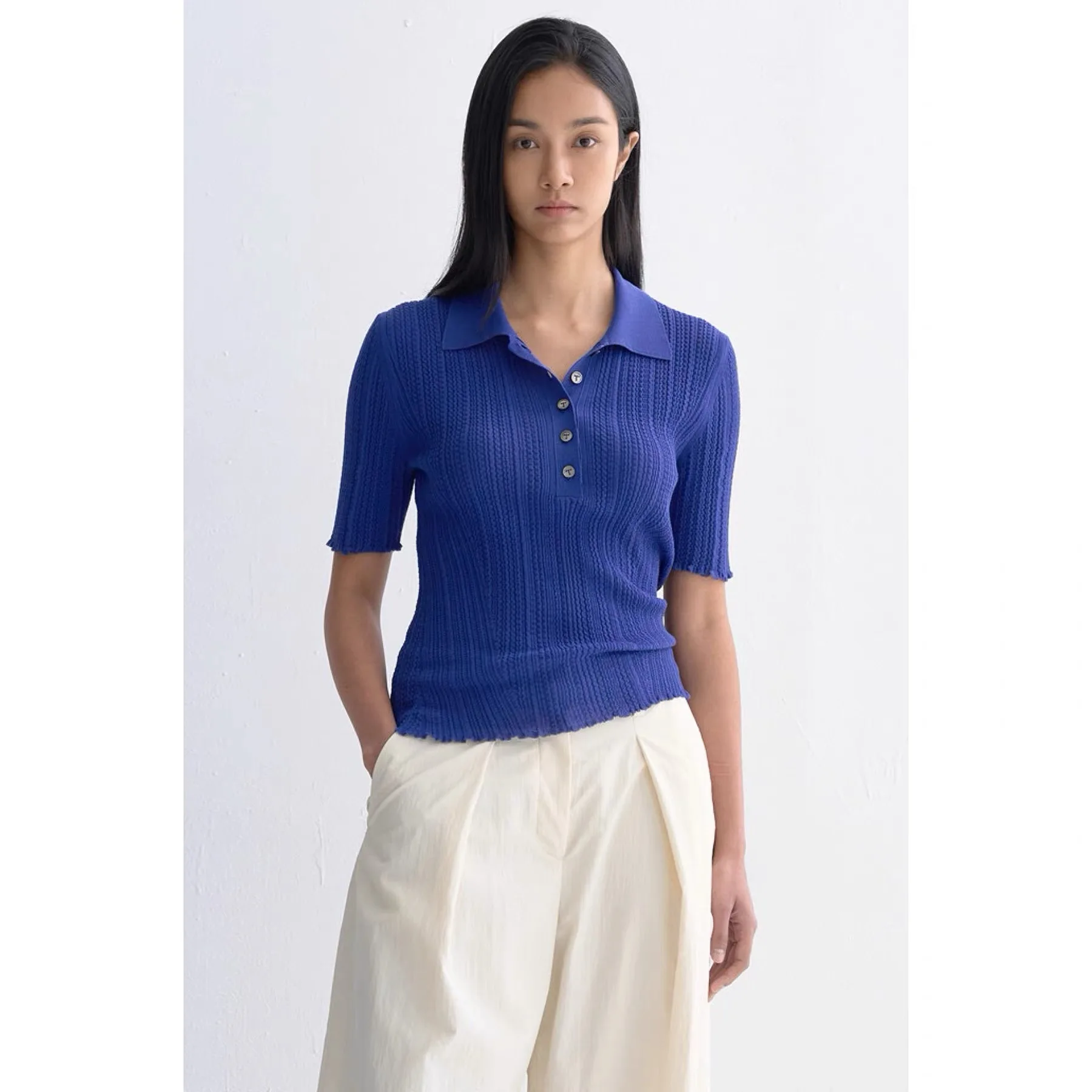 NingYao TIM26 Spring Stylish Collar Wave Pattern Elastic Short Sleeve Knitted Top Women's Slim Fit Fashion Commute Style
NingYao TIM26 Spring Stylish Collar Wave Pattern Elastic Short Sleeve Knitted Top Women's Slim Fit Fashion Commute Style