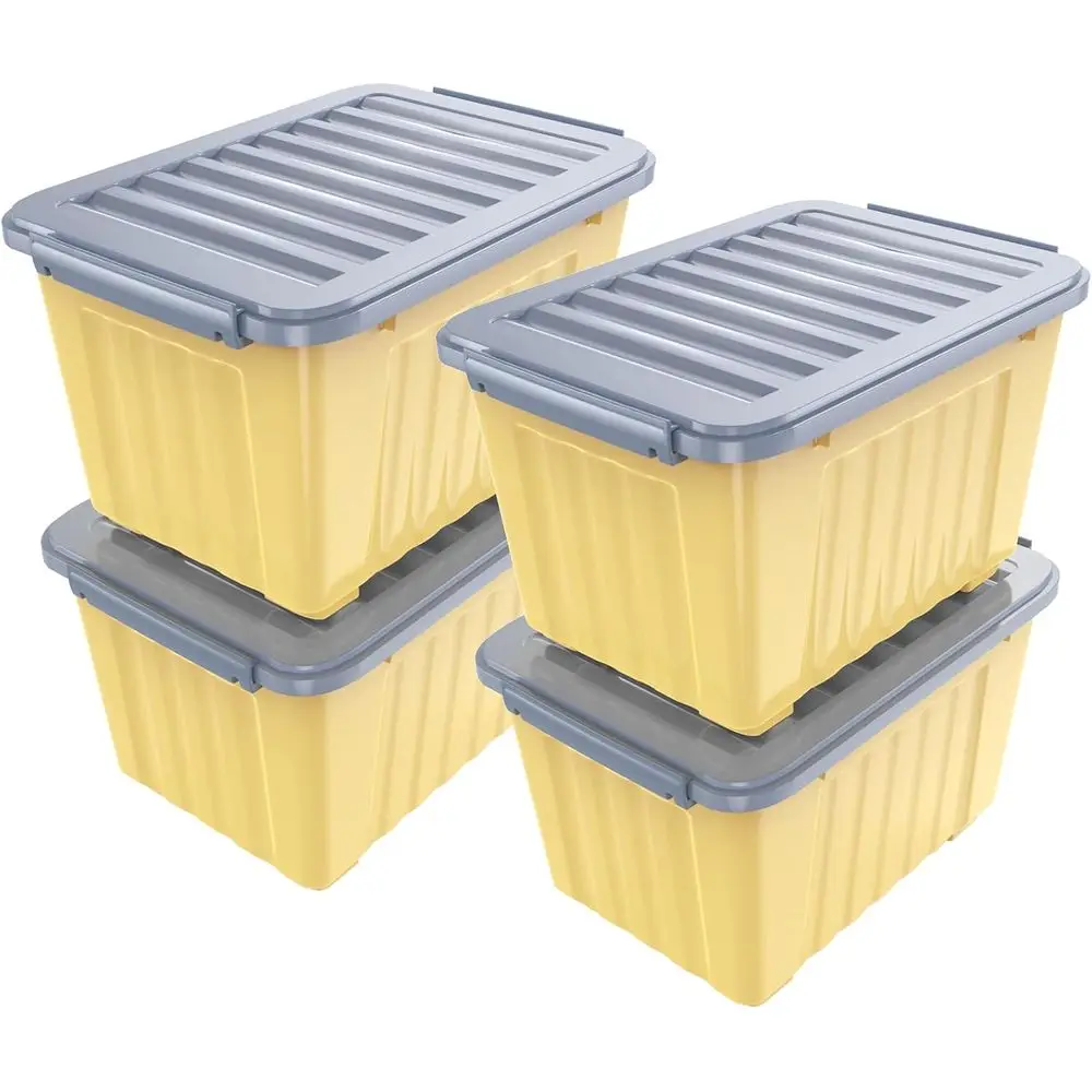 Plastic Storage Bin, Stackable and Nestable Storage Boxes with White Lids and Secure Latching Buckles, Large Storage Container (
Plastic Storage Bin, Stackable and Nestable Storage Boxes with White Lids and Secure Latching Buckles, Large Storage Container (