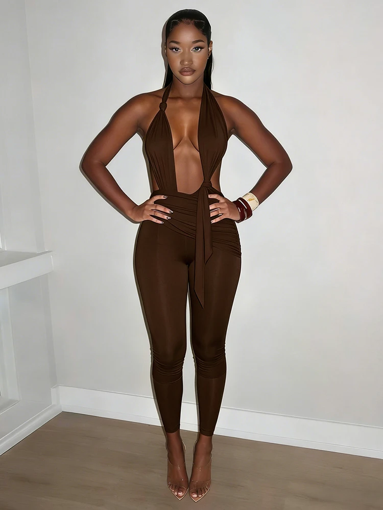 Kliou Ruched Kink Design Playsuits Woman Halter Open Collar Backless Sleeveless Skinny Peach Hip High Street Fashion Rompers
Kliou Ruched Kink Design Playsuits Woman Halter Open Collar Backless Sleeveless Skinny Peach Hip High Street Fashion Rompers