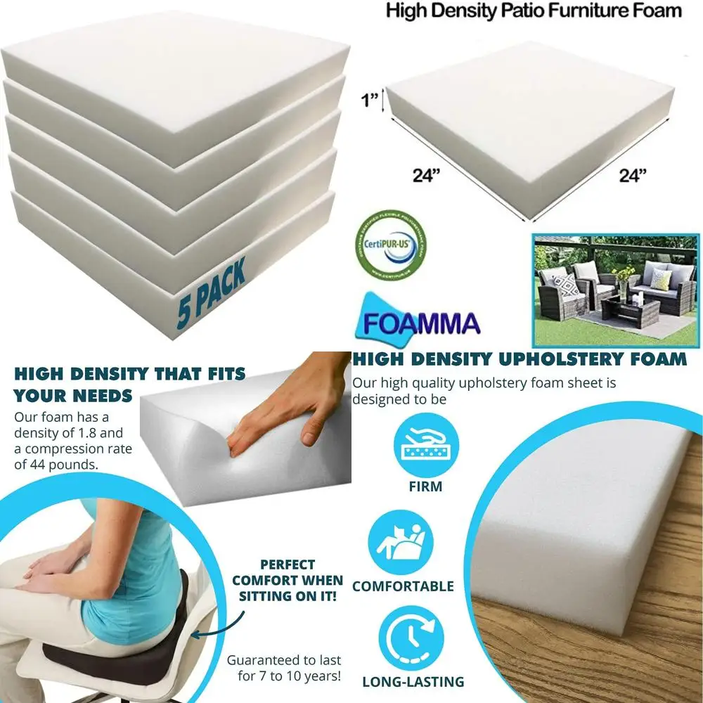 High-Density Outdoor Couch Cushion Replacement - 24x24 Inch Square Foam Pad for Patio Furniture, Comfortable Seat Cushions
High-Density Outdoor Couch Cushion Replacement - 24x24 Inch Square Foam Pad for Patio Furniture, Comfortable Seat Cushions