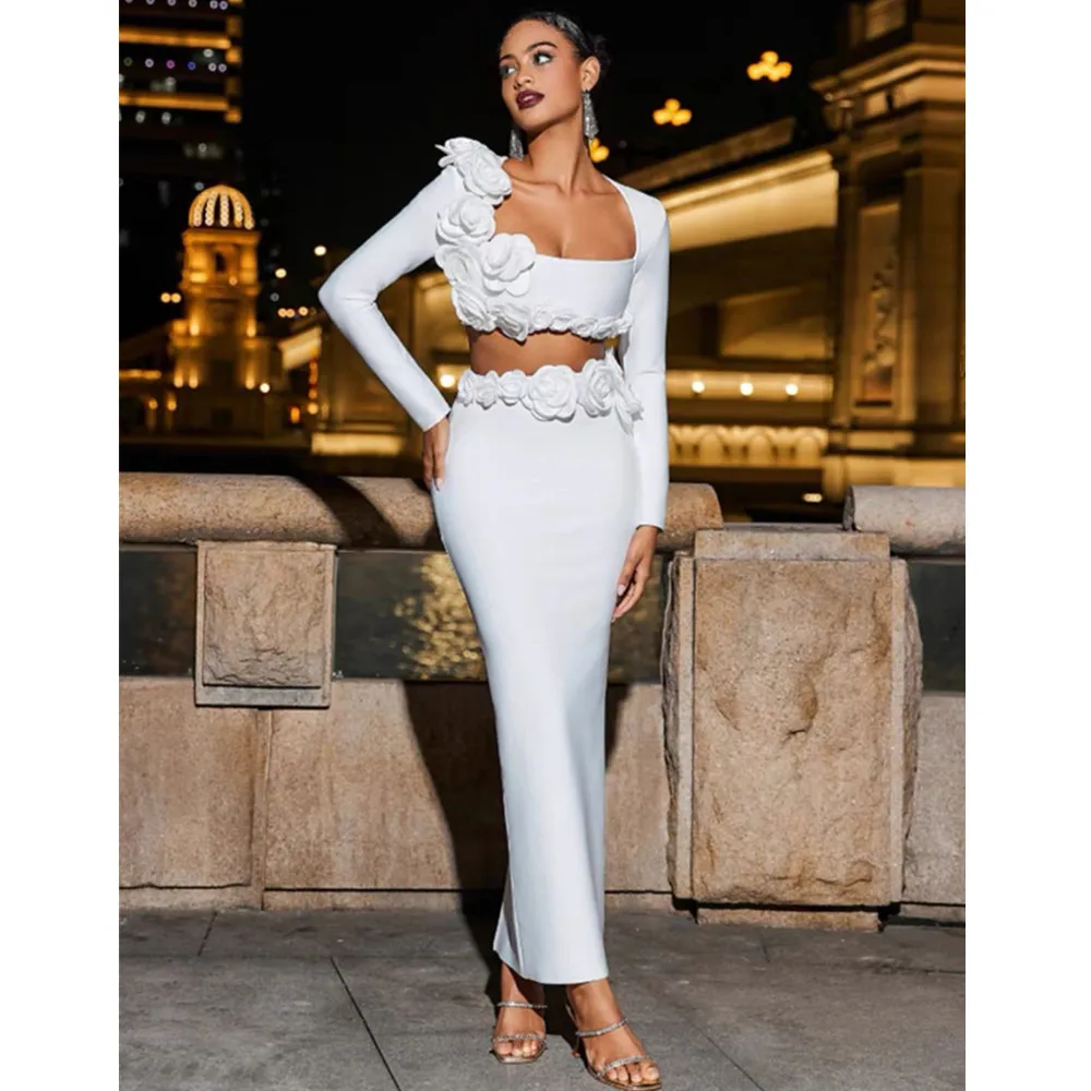 Fashionable White Long Sleeve Square Collar Two-Piece Set Evening Gown Elegant Lady Performance Ceremony Party Wear Polyester...
Fashionable White Long Sleeve Square Collar Two-Piece Set Evening Gown Elegant Lady Performance Ceremony Party Wear Polyester...