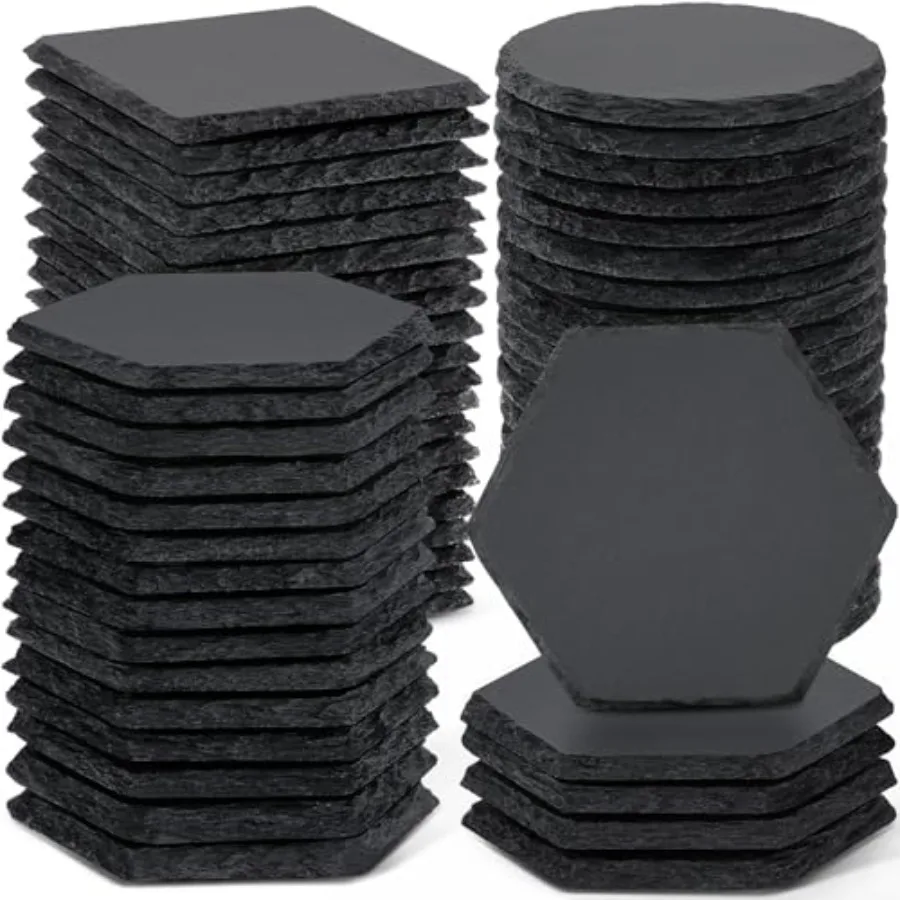 60 PCS Black Slate Stone Coasters Bulk, 4 Inch 20 PCS Square, 20 PCS Round, 20PCS Hexagon Handmade Drink Coaster for Laser Engr
60 PCS Black Slate Stone Coasters Bulk, 4 Inch 20 PCS Square, 20 PCS Round, 20PCS Hexagon Handmade Drink Coaster for Laser Engr