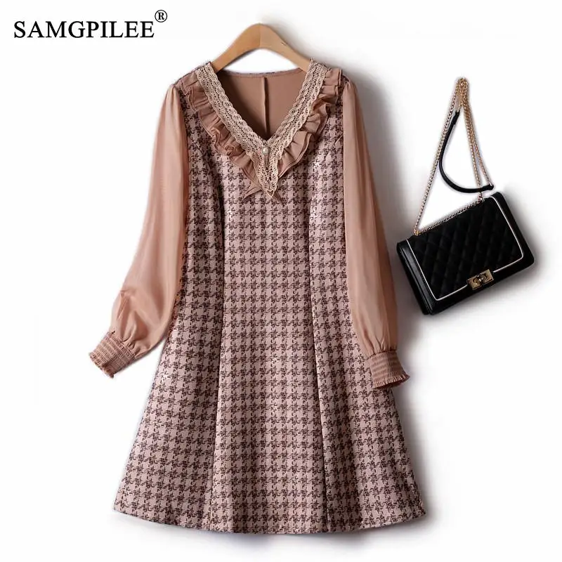 Elegant Women's Dresses For Party 2022 New V Neck Lace Suede Retro Lotus Leaf Sleeve Houndstooth Short Sleeve Autumn Dress 4XL
Elegant Women's Dresses For Party 2022 New V Neck Lace Suede Retro Lotus Leaf Sleeve Houndstooth Short Sleeve Autumn Dress 4XL