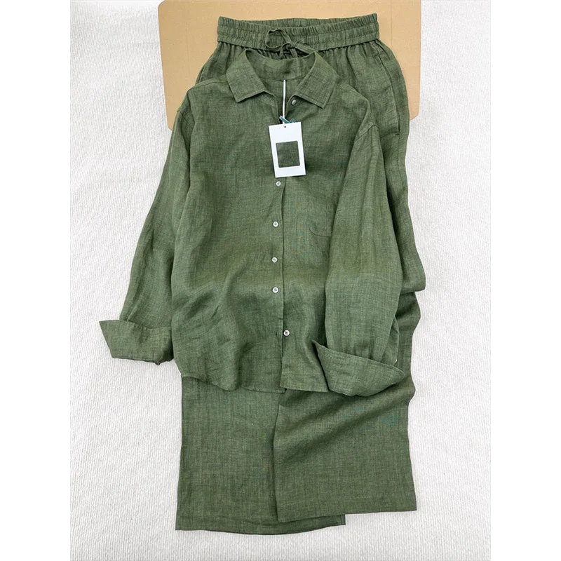 Fashion Women's Set for Spring and Summer New High-end Style Green Shirt Casual Wide Leg Pants Two-piece Set
Fashion Women's Set for Spring and Summer New High-end Style Green Shirt Casual Wide Leg Pants Two-piece Set
