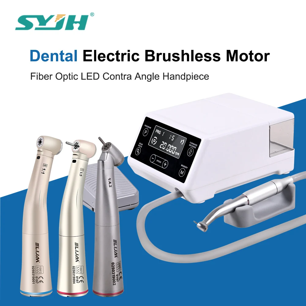 SYJH Electric Dental LED Brushless Micromotor with 1:1/1:5/16:1 Fiber Optic Contra Angle Handpiece Dentistry Equipment Tools
SYJH Electric Dental LED Brushless Micromotor with 1:1/1:5/16:1 Fiber Optic Contra Angle Handpiece Dentistry Equipment Tools