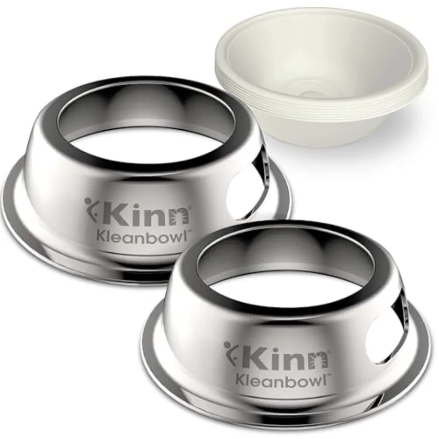 Kleanbowl Pet Bowl Stainl Steel Frame with Compostable Refills, Pack of 2 Spill-Proof Stable Disposable Pet Bowls for Easy Clea
Kleanbowl Pet Bowl Stainl Steel Frame with Compostable Refills, Pack of 2 Spill-Proof Stable Disposable Pet Bowls for Easy Clea