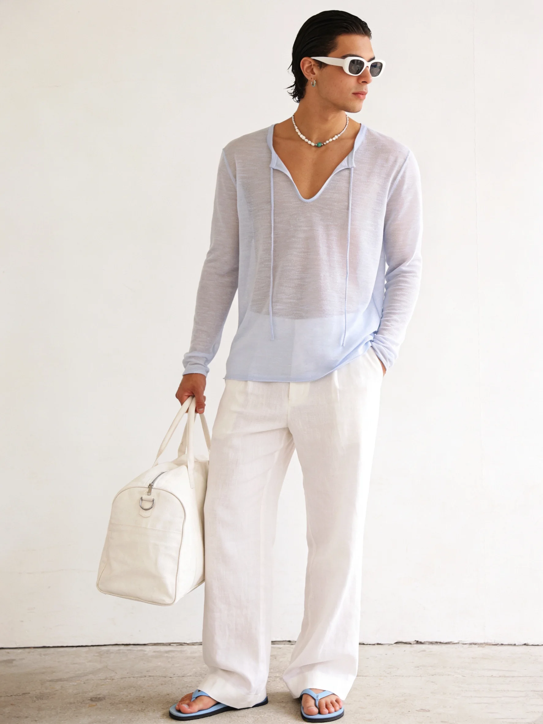 Sexy American Loose Casual V-neck Silk Linen See-through Sun Protection Holiday Long Sleeve T-shirt by BUDDYBODY Breathable C...
Sexy American Loose Casual V-neck Silk Linen See-through Sun Protection Holiday Long Sleeve T-shirt by BUDDYBODY Breathable C...