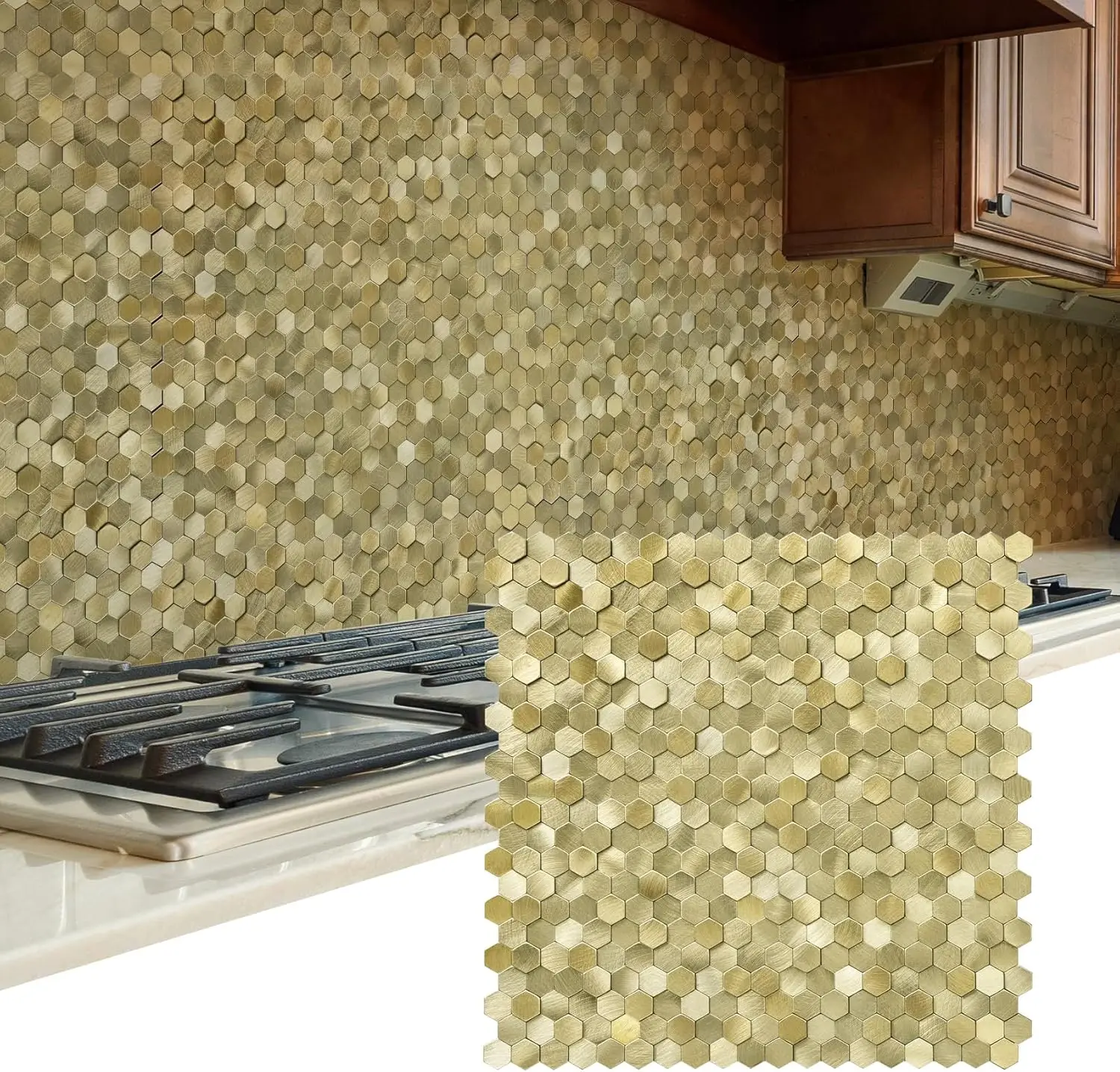 Peel and Stick Backsplash Tiles 3D Hexagon Mosaic Self Adhesive for Kitchen Bathroom Fireplace Vanity 8PCS Gold
Peel and Stick Backsplash Tiles 3D Hexagon Mosaic Self Adhesive for Kitchen Bathroom Fireplace Vanity 8PCS Gold