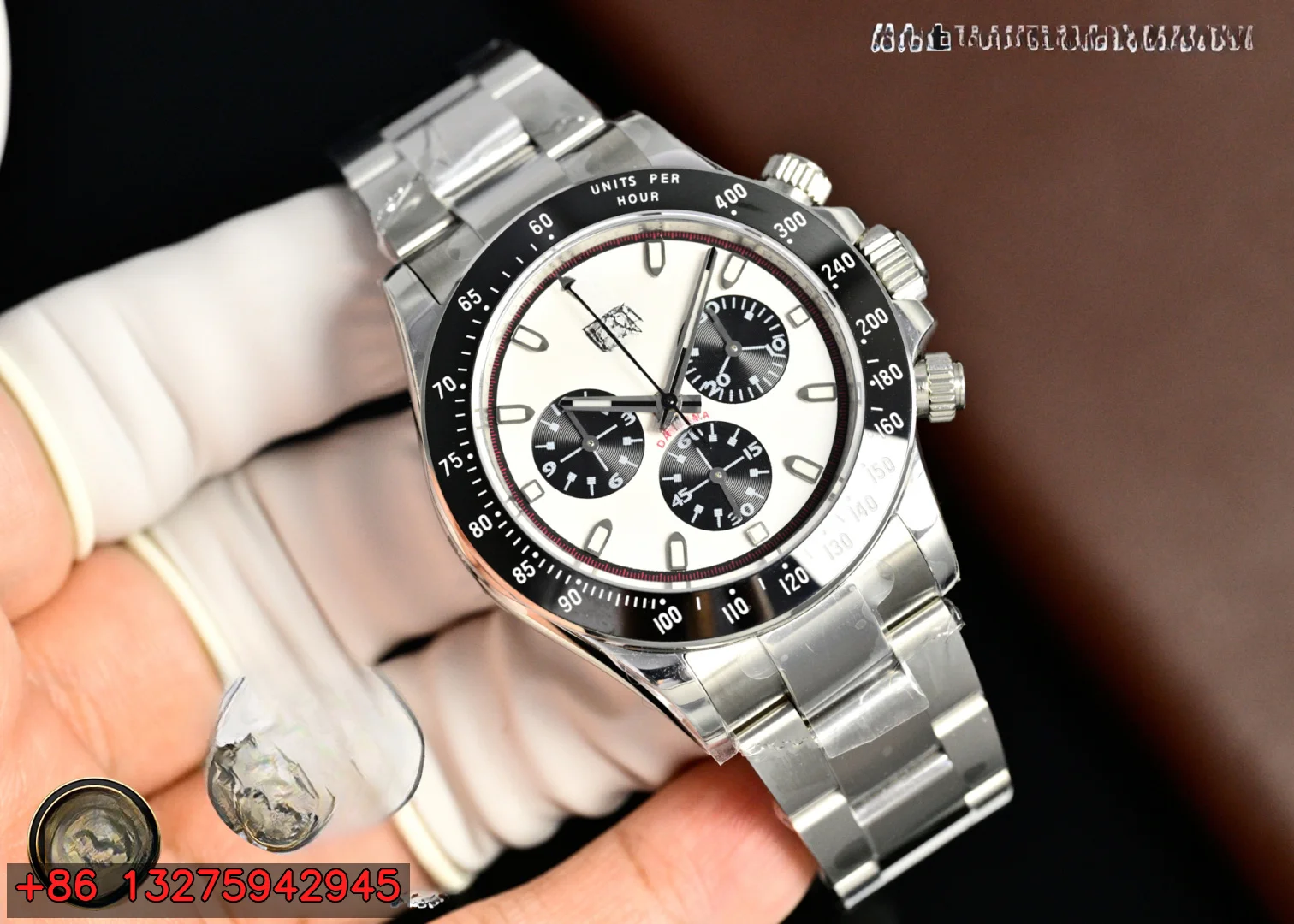 40mm Men's Automatic Self-Wind Mechanical Chronograph Watch 904L Stainless Steel Case Bracelet 12.2mm Ultra Thin Black Bezel White Dial 72h Power Reserve
40mm Men's Automatic Self-Wind Mechanical Chronograph Watch 904L Stainless Steel Case Bracelet 12.2mm Ultra Thin Black Bezel White Dial 72h Power Reserve