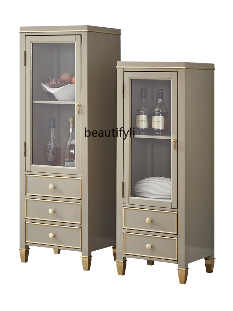 Light luxury solid wood corner floor-to-ceiling narrow vertical cabinet against the wall single door household display locker
Light luxury solid wood corner floor-to-ceiling narrow vertical cabinet against the wall single door household display locker