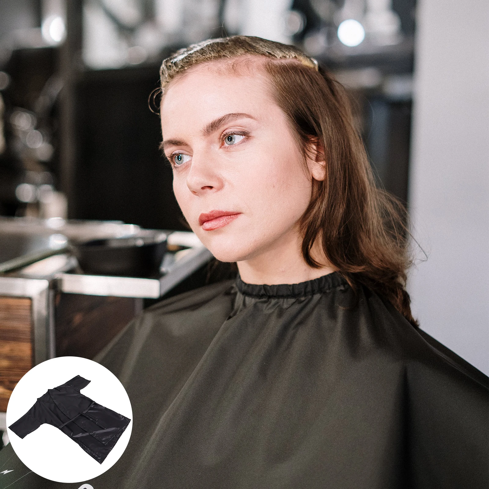 Hairdresser Gown Black Tie Hairdressing Customer Service Polyester Client Cutting Cape 
Hairdresser Gown Black Tie Hairdressing Customer Service Polyester Client Cutting Cape