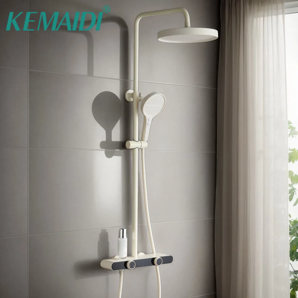KEMAIDI White Bathroom Shower Faucet Set Brass Knobbed Triple Function Shower System with Hand Shower Sprayer Wall Mount Faucet
KEMAIDI White Bathroom Shower Faucet Set Brass Knobbed Triple Function Shower System with Hand Shower Sprayer Wall Mount Faucet