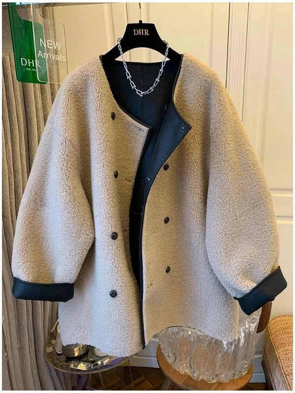 Thiened Lamb Fur Jaet Men's Double-Sided Wear Warm Casual Sle Long Sve round Ne Button Closure No Hat Autumn Winte...
Thiened Lamb Fur Jaet Men's Double-Sided Wear Warm Casual Sle Long Sve round Ne Button Closure No Hat Autumn Winte...