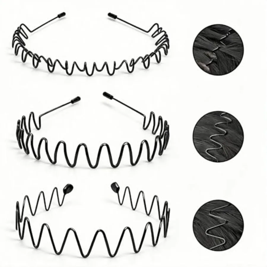 Metal Headbands for Men, Fashion Unisex Wavy Hair Bands, Elastic Zigzag Hairbands Perfect for Outdoor Sports, Daily Styling 3 P
Metal Headbands for Men, Fashion Unisex Wavy Hair Bands, Elastic Zigzag Hairbands Perfect for Outdoor Sports, Daily Styling 3 P