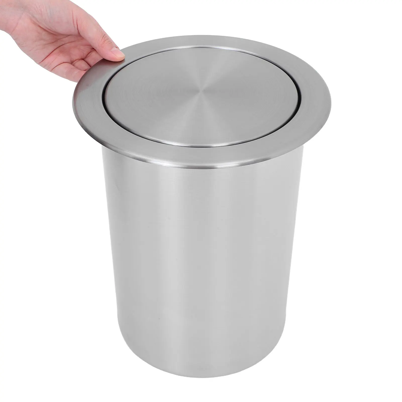 Built In Stainless Steel Trash Can for Kitchen Countertop Drop In Garbage Bin with Lid Embedded Waste Basket Modern Design
Built In Stainless Steel Trash Can for Kitchen Countertop Drop In Garbage Bin with Lid Embedded Waste Basket Modern Design