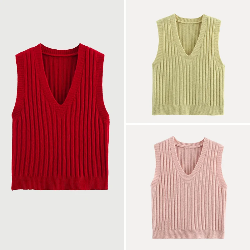 Spring New Sle Women's Faion Knitted Vest Svel V-Ne Color Slimming Pure Color Knitted Tank Top
Spring New Sle Women's Faion Knitted Vest Svel V-Ne Color Slimming Pure Color Knitted Tank Top