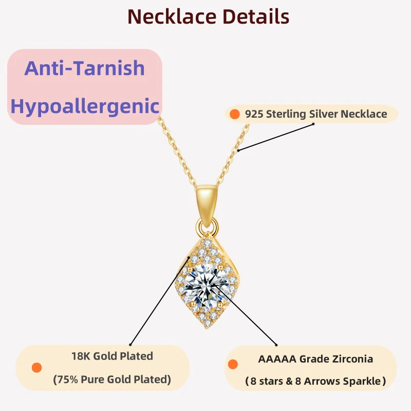 LAMVOICE 0.5 carat zirconia necklace, Jewelry for women, christmas gift, high quality gift,S925 sterling silver necklace
LAMVOICE 0.5 carat zirconia necklace, Jewelry for women, christmas gift, high quality gift,S925 sterling silver necklace