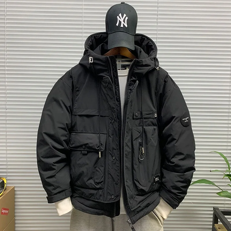 Winter Men's Hooded down Jaet Loose Outdoor Multi-ket Functional 90 White Du down Warmth Trendy Polyester Fiber
Winter Men's Hooded down Jaet Loose Outdoor Multi-ket Functional 90 White Du down Warmth Trendy Polyester Fiber