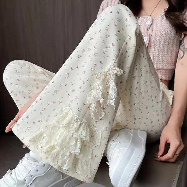 Lace Bow Floral Slim Casual Pants for Women's Summer New Style Small Person Looking Tall and Loose Straight Walk Pants
Lace Bow Floral Slim Casual Pants for Women's Summer New Style Small Person Looking Tall and Loose Straight Walk Pants