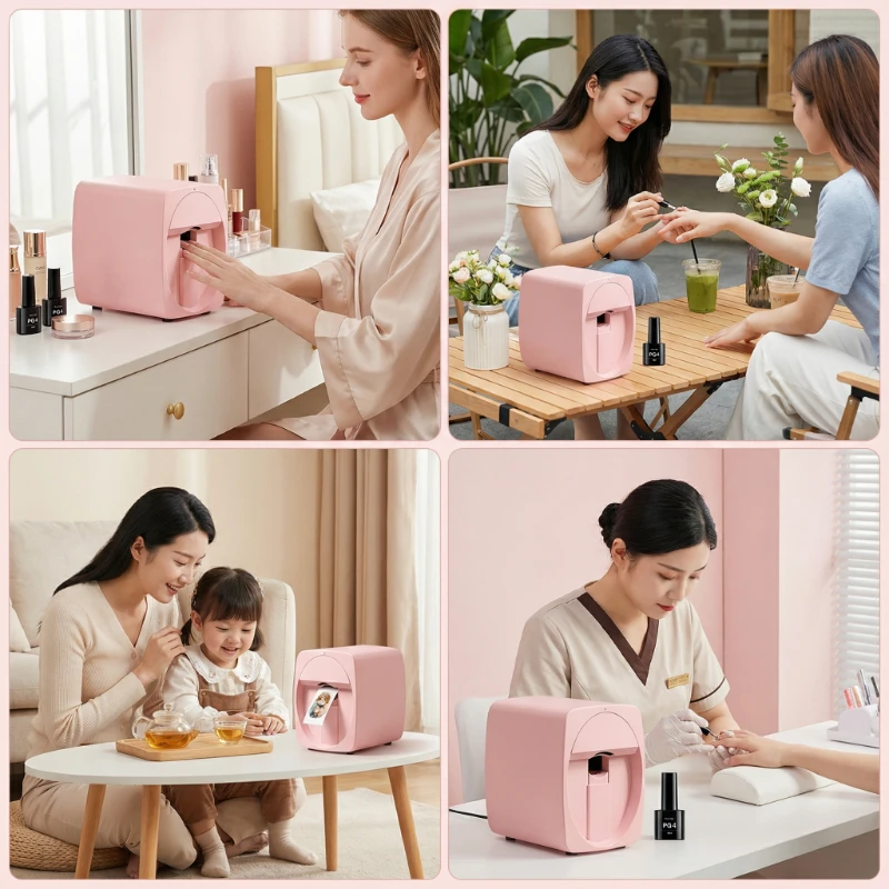 Portable 3D Nail Painting Printer, APP Controlled DIY Nail Art Machine with 1000+ Patterns, Ideal Gift for Girls Ladies, Suitable for Home and Salon Use