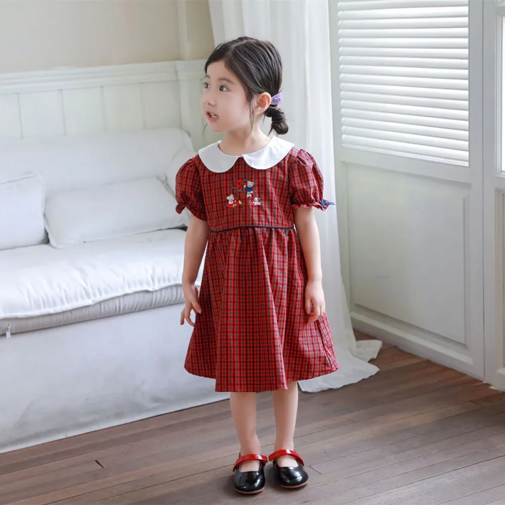 baby girl clothes summer kids dress Cartoon pattern embroidery Red checkered pattern short sleeved dress
baby girl clothes summer kids dress Cartoon pattern embroidery Red checkered pattern short sleeved dress