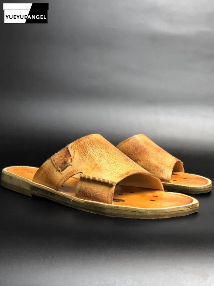 Handmade Footwear Genuine Leather Design British Style Open Toe Mens Slippers Cowhide Daily Breathable Comfortable Summer Shoes
Handmade Footwear Genuine Leather Design British Style Open Toe Mens Slippers Cowhide Daily Breathable Comfortable Summer Shoes