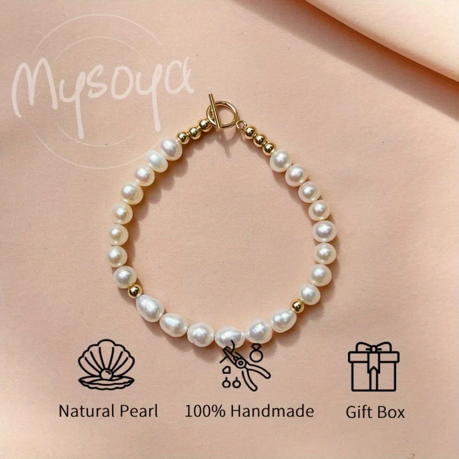 Mosoya Asymmetrical Freshwater Pearl Bracelet 5-6mm with Gift Box Gift for Her Him Suitable for Wedding Birthday Valentine's Day
Mosoya Asymmetrical Freshwater Pearl Bracelet 5-6mm with Gift Box Gift for Her Him Suitable for Wedding Birthday Valentine's Day