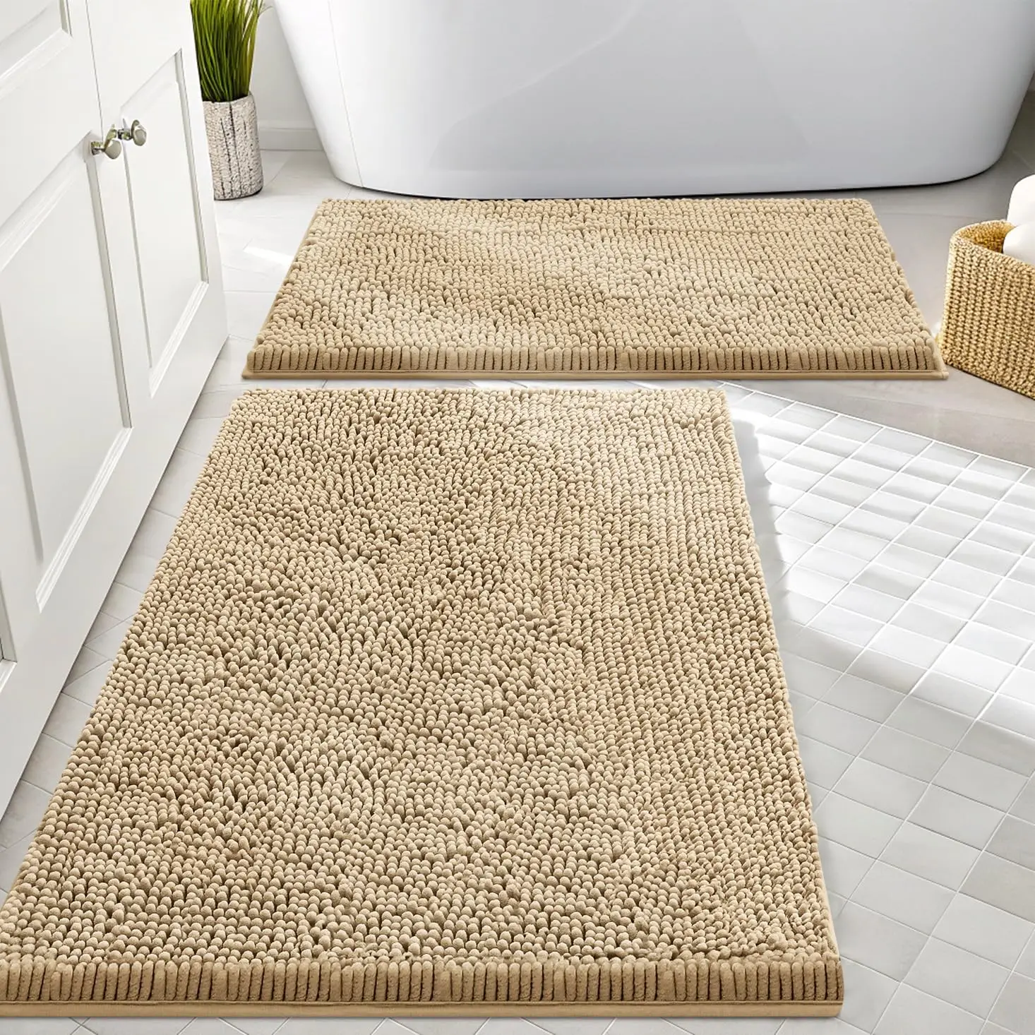 Bathroom Rugs Sets 2 Piece, Soft Absorbent Chenille Machine Washable Non Slip Shaggy Bath Rug Set for Tub, Shower, and
Bathroom Rugs Sets 2 Piece, Soft Absorbent Chenille Machine Washable Non Slip Shaggy Bath Rug Set for Tub, Shower, and
