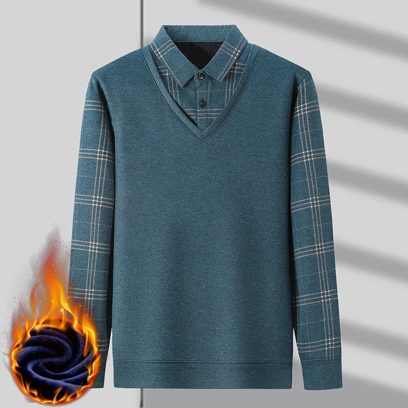 New Winter Warm Men Shirt Fake Two-Piece Sweater Tops Shirt Collar Bottomed Plus Velvet T Shirt Men's Sweater Clothes MY925
New Winter Warm Men Shirt Fake Two-Piece Sweater Tops Shirt Collar Bottomed Plus Velvet T Shirt Men's Sweater Clothes MY925