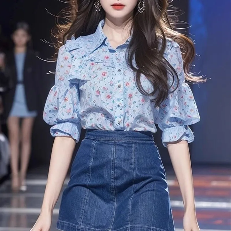 Summer New Print Turn-Down Collar Casual Loose Women's Wear Casual Half Sleeve Fashion Folral Single Breasted Chiffon Shirt
Summer New Print Turn-Down Collar Casual Loose Women's Wear Casual Half Sleeve Fashion Folral Single Breasted Chiffon Shirt