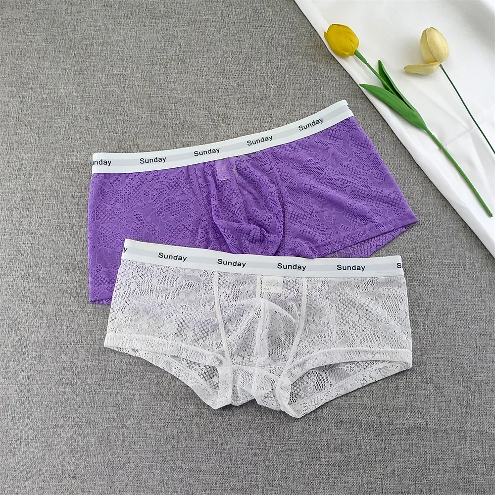 Нежные кружевные сетчатые боксеры со средней талией, нижнее белье, прозрачные шорты, легкие мужские плавки больших размеров
Нежные кружевные сетчатые боксеры со средней талией, нижнее белье, прозрачные шорты, легкие мужские плавки больших размеров