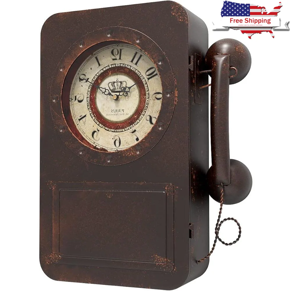 Vintage Telephone Wall Clock Hidden Safe Battery Operated Quartz Non-Ticking Decorative Wall Art Unique Chic Home Decor Gifts
Vintage Telephone Wall Clock Hidden Safe Battery Operated Quartz Non-Ticking Decorative Wall Art Unique Chic Home Decor Gifts