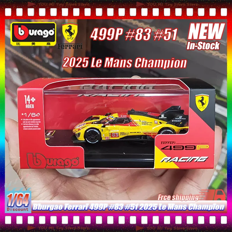 1:64 New In Stock Bburago Ferrari 2025 499p #83 #51 24h Le Mans Champion Car Alloy Die-Casting Car Model Customized Kid Toy Gift
1:64 New In Stock Bburago Ferrari 2025 499p #83 #51 24h Le Mans Champion Car Alloy Die-Casting Car Model Customized Kid Toy Gift