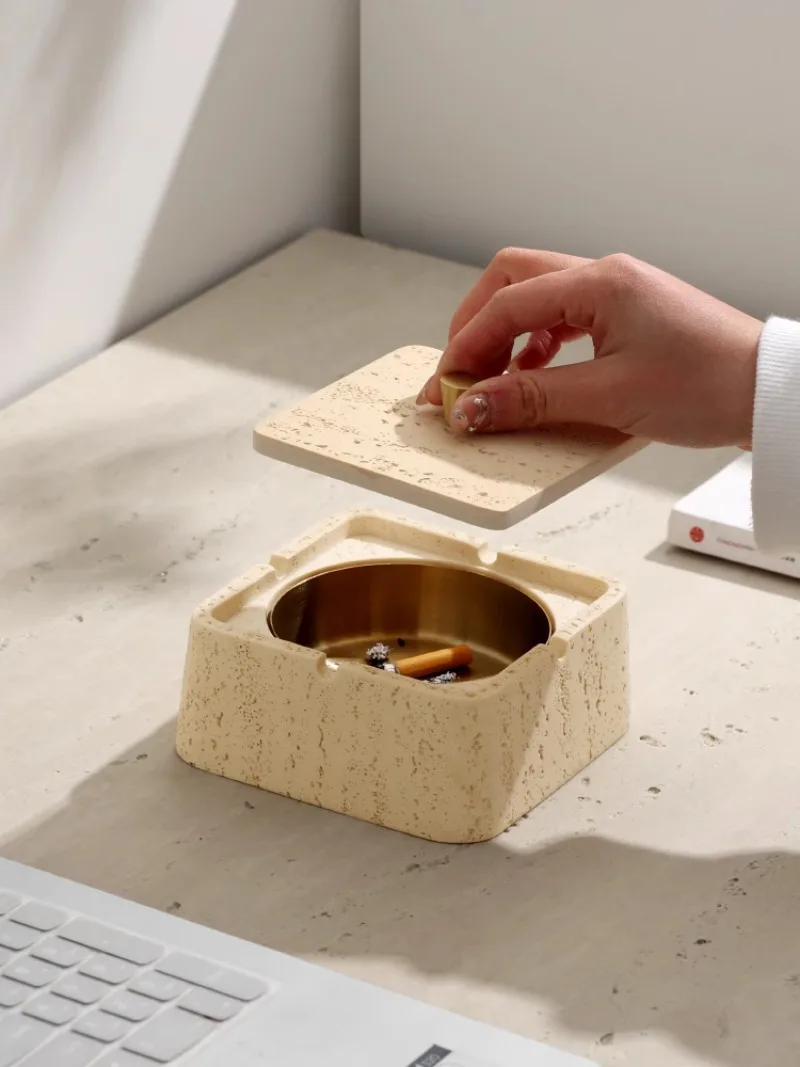 Retro Natural Travertine Ashtray with Lid, Luxury Stone Cigar Ash Tray for Home Office Living Room, Covered Smoke Set Decor
Retro Natural Travertine Ashtray with Lid, Luxury Stone Cigar Ash Tray for Home Office Living Room, Covered Smoke Set Decor
