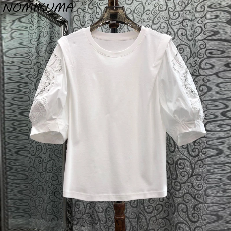 Nomikuma French Embroidered Hollow Puff Sleeves Round Neck T-shirt for Women's 2025 Summer Fashion Sweet Top
Nomikuma French Embroidered Hollow Puff Sleeves Round Neck T-shirt for Women's 2025 Summer Fashion Sweet Top