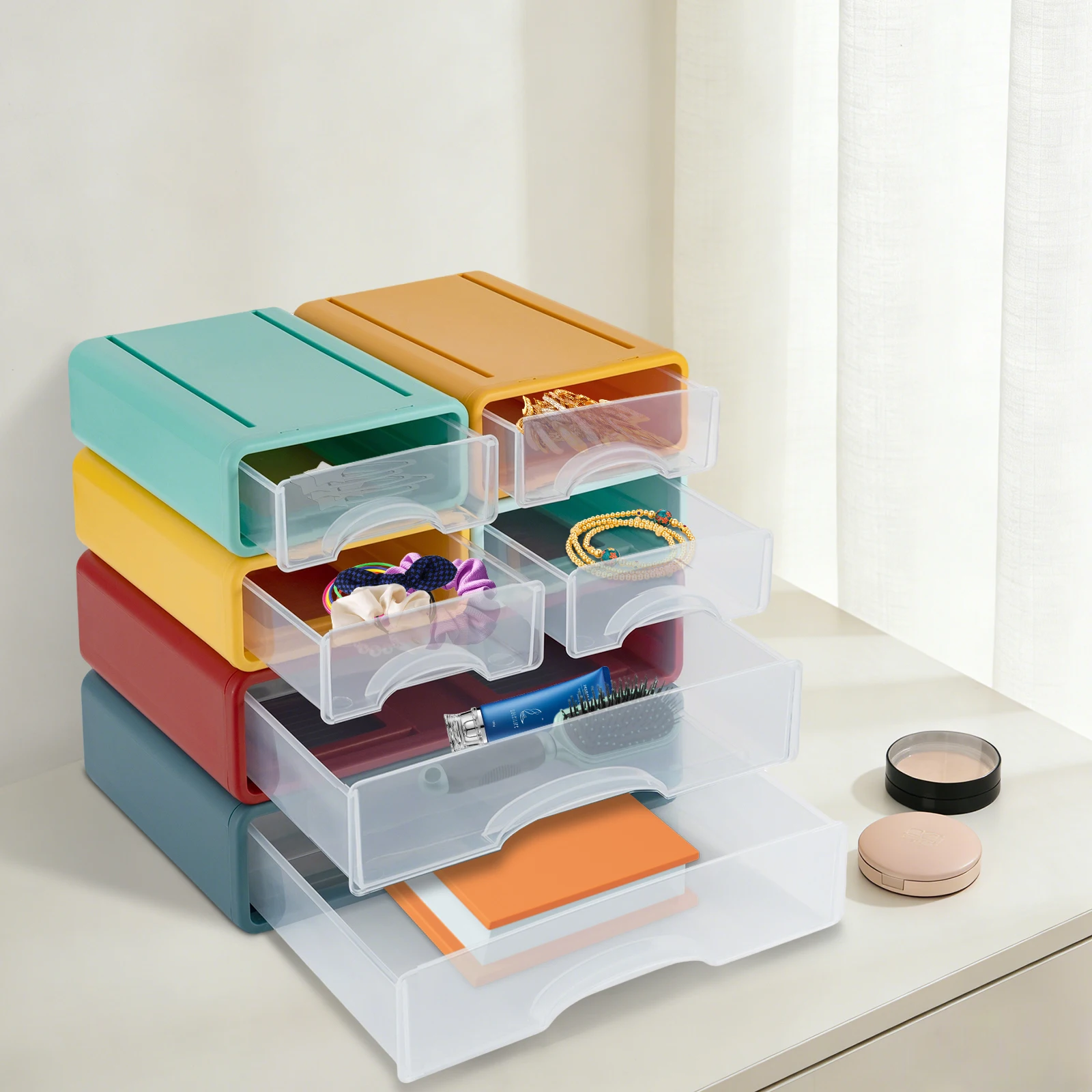 6 ящиков-органайзеров для рабочего стола, разноцветных, для хранения документов, канцелярских принадлежностей, украшений, ключей
6 ящиков-органайзеров для рабочего стола, разноцветных, для хранения документов, канцелярских принадлежностей, украшений, ключей